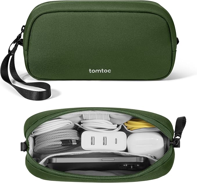 tomtoc Electronics Organizer Travel Case, Water Resistant Travel Bag Cable Organizer for Essentials, Tech Pouch Accessories Carry Storage for Cord, Phone, Cables, Airpods, USB Flash Drive, Daily Items | Water Resistant Tech Pouch Accessories Travel Bag... by tomtoc