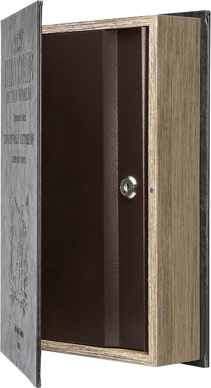 Barska Large Antique Book Lock Box with Key Lock , 8.75" x 2.75" x 13", black | Steel safe door with magnetic closure and key lock for jewelry, passports and documents - Image 7