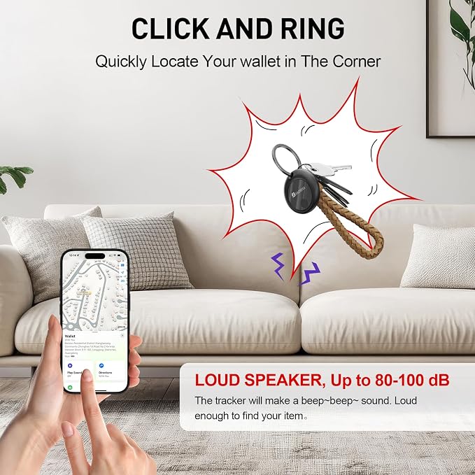 2026 [Apple MFi Certified] (iOS Only) Bluetooth Tracker Smart Finder for Apple Find My iPhone Keys Finder GPS Tracker, 5-10 Years Staying Power, Keys Finder and Item Locator for Wallet, Bags, Passport - Image 3