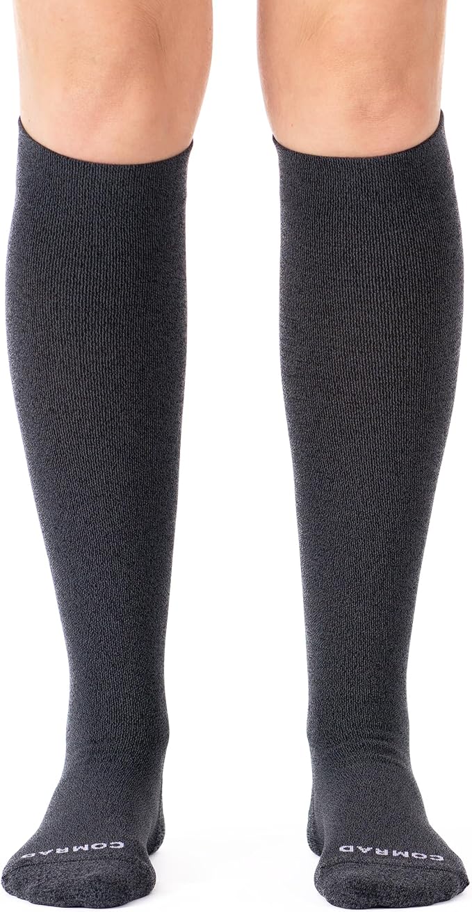 Nylon Knee High Socks - 15-20mmHg Graduated Compression Socks - Soft & Breathable Support Unisex Socks by Comrad
