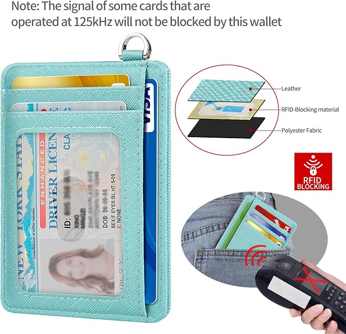 Slim Minimalist Front Pocket Wallet, RFID Blocking Credit Card Holder Wallet with Detachable D-Shackle for Men Women - Image 4