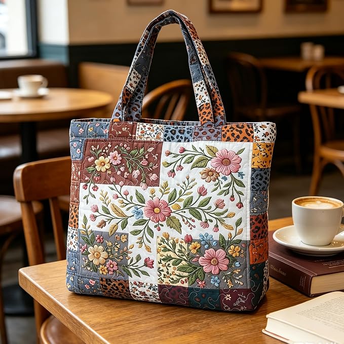 Women's Quilted Tote Bag – Lightweight Large Capacity Foldable for Travel | 20.87" L x 15.75" H - Image 5