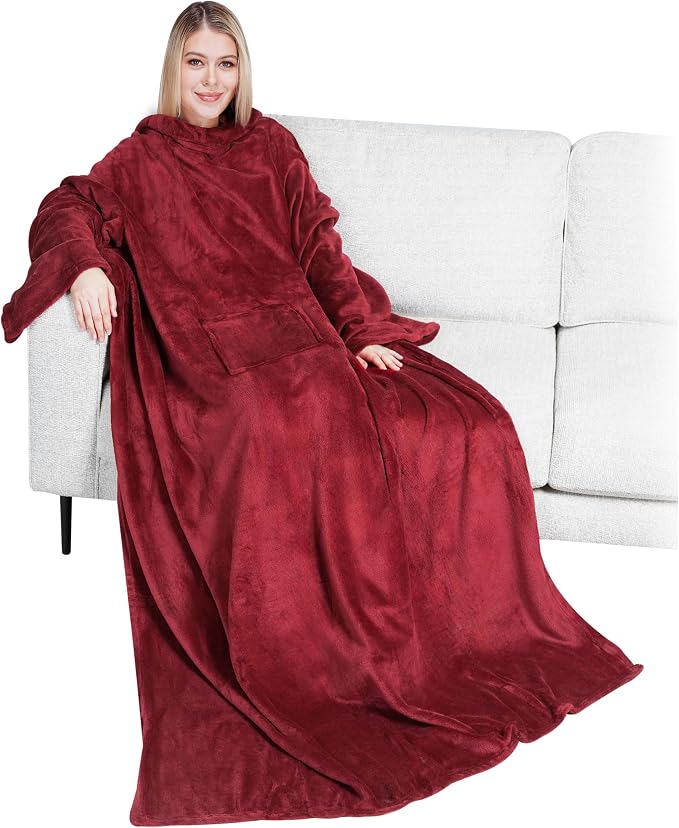 PAVILIA Wearable Blanket with Sleeves for Adult Women Men, Cozy Fleece Warm Wrap Throw with Arms, Gifts for Christmas, Wife by PAVILIA