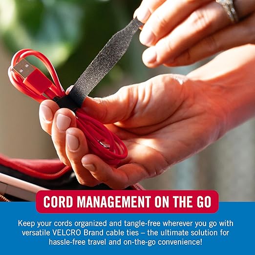 VELCRO Brand Reusable Cable Ties, Cord Management, 6in, Black, 100 Pack | Wire And Cable Management Straps For Electronics, Desks, Home Offices, Workstations And Gaming Setups; Adjustable - Image 3
