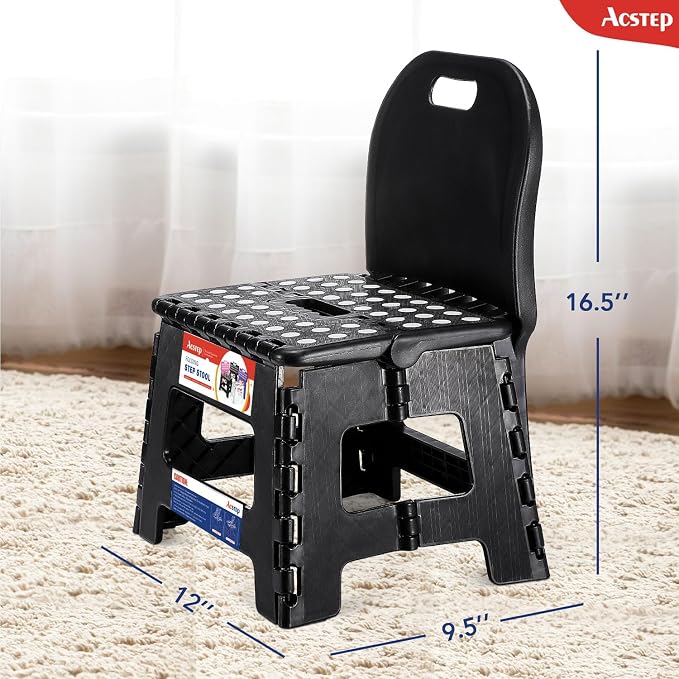 Folding Kids Step Stool with Back Support for Kids,9" Plastic Kids Chair for Outdoor or Indoor Kitchen Step Stools and Bathroom Stool for Toddlers Boys Girls - Image 8