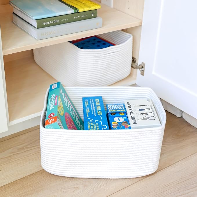 NaturalCozy Storage Baskets 16.8”x13”x7.6” Cotton Rope Woven Baskets for Organizing 3-Pack | Toy Storage Bins | Basket for Shelves, Laundry, Blanket, Clothes, Closet, Kitchen, Bathroom, Gifts - Image 9