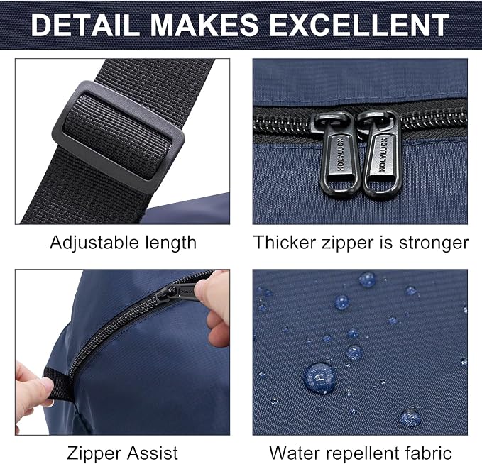 HOLYLUCK Foldable Travel Duffel Bag Luggage Great for Gym - Large Navy Blue - Image 3