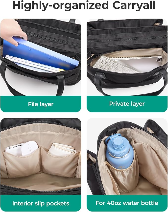 BAGSMART Tote Bag for Women with Compartments, Work Tote Bag with Zipper Women Purse Crossbody Shoulder Handbag with Strap - Image 4