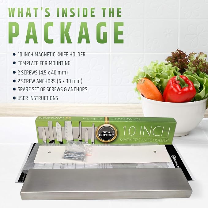 Premium 10 Inch Stainless Steel Magnetic Knife Holder For Wall - Professional Magnetic Knife Strip - Space-Saving Knife Rack/Knife Bar With Powerful Magnetic Pull Force (Upgraded Version) - Image 9