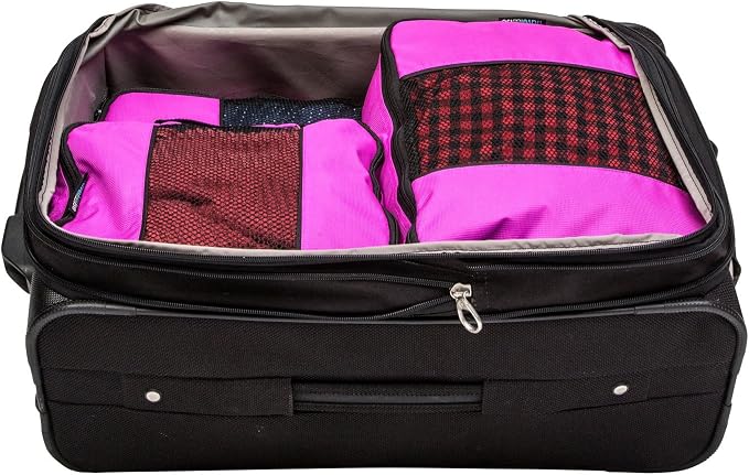 Travel Wise Packing Cubes for Travel - 5 Piece Set with Pattern Design, Lightweight Ripstop Nylon Luggage Organizers with Mesh Panel, Small Medium Large Sizes - Image 6