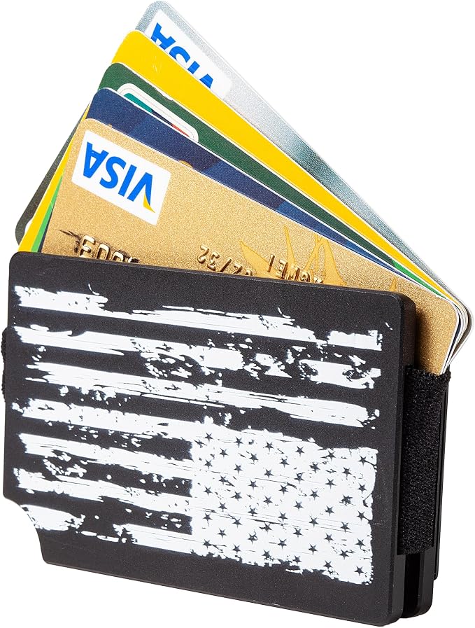 Slim Wallet for Men,RFID Blocking Minimalist Metal Wallet, Money Clip/Cash Holder, Front Pocket Aluminum Credit Card Holder, Ideal Gift for Men,Black-American USA Flag - Image 3