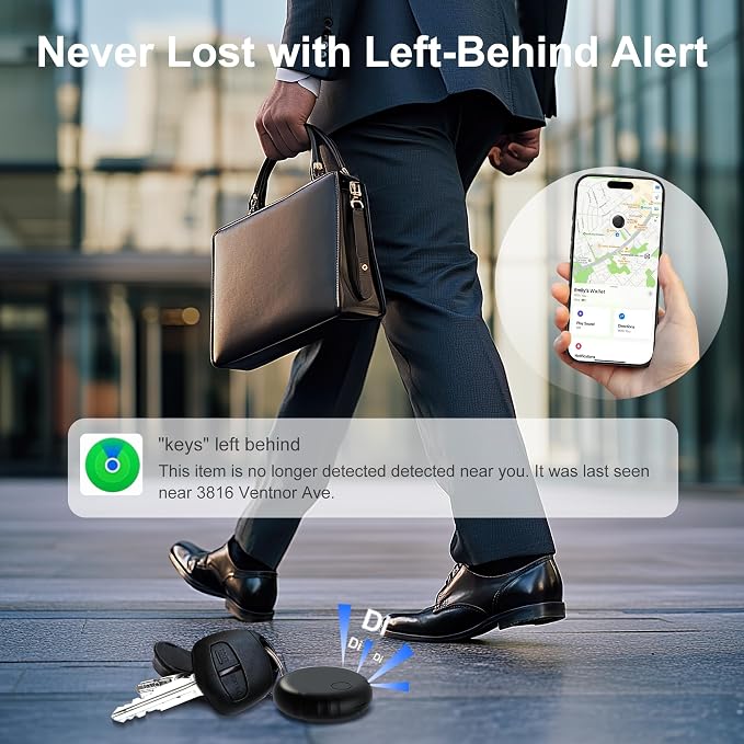 Tracker Tag, Smart Tag Works with Find My App (iOS Only), Keys Finder and Item Locator for Luggage, Backpack, Suitcases and More, Replaceable Battery, IP67 Waterproof Tracking Tags-3 Pack (Black) - Image 4