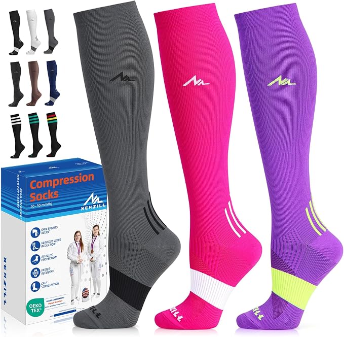 NEWZILL Medical Compression Socks for Women & Men, 20-30 mmHg Knee-High Support for Circulation, All-Day Comfort for Work Travel Running Cycling and Fitness by NEWZILL