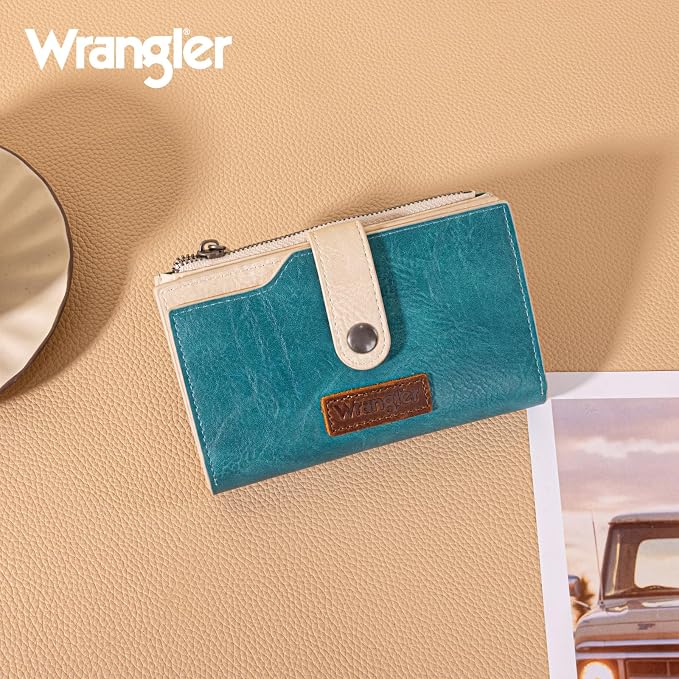 Wrangler Wallet for Women Bifold Card Holder with Zipper and ID Window - Image 6