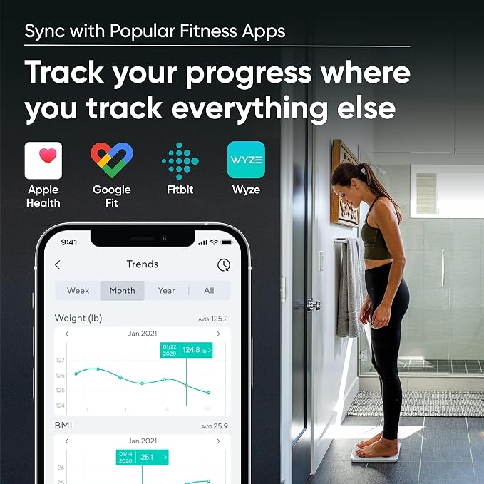 WYZE Scale S Smart Body Weight Bathroom Scale | Bluetooth App Sync; Bmi Body Fat Muscle Mass; Body Composition Analyzer; Batteries Included - Image 3