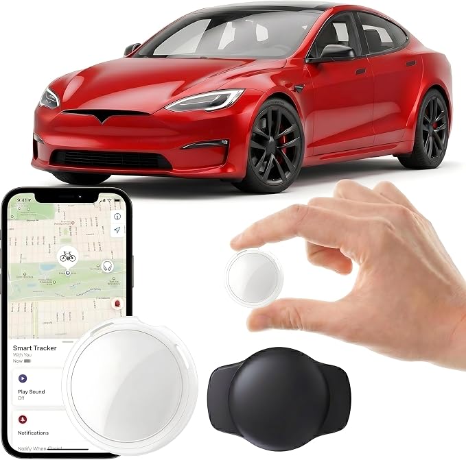 GPS Tracker for Vehicles Car Tracker Device for Apple Find My iOS Only | Undetectable Hidden Waterproof Worldwide Real-Time Tracking for Cars No Subscription No Monthly Fee Replaceable Battery by AMZSMT