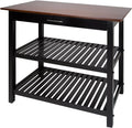 Casual Home Kitchen Island with Solid American Hardwood Top, Walnut&black by CasualHome