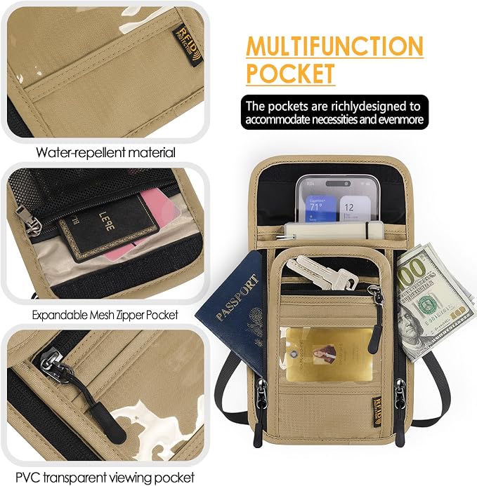 Travel Neck Wallet RFID Blocking – Hidden Passport Holder & Anti-Theft Money Pouch for Men & Women, Lightweight Concealed Undergarment Organizer with Adjustable Strap, Secure Document Holder - Image 5