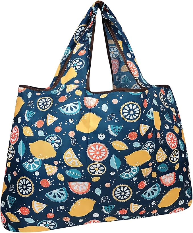 allydrew Large Foldable Tote Nylon Reusable Grocery Bags, Citrus by allydrew