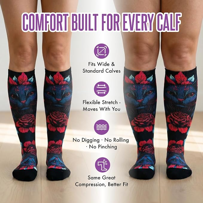 Crazy Compression Socks, Comfortable Support Socks for Recovery, Travel, Hiking, and Long-Hour Comfort w/Fun Designs - Image 8