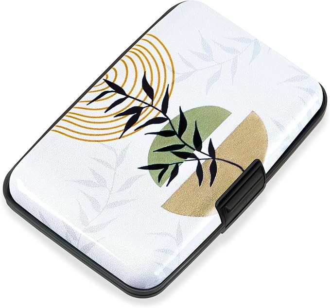 Mayski Credit Card Holder for Women RFID Blocking Wallet, Boho Leaves | Card Wallets for Women Small Mini Business Metal Accordion Aluminum Alloy Hard Case for Men by SLIMELEGANCEPERSONIFIED