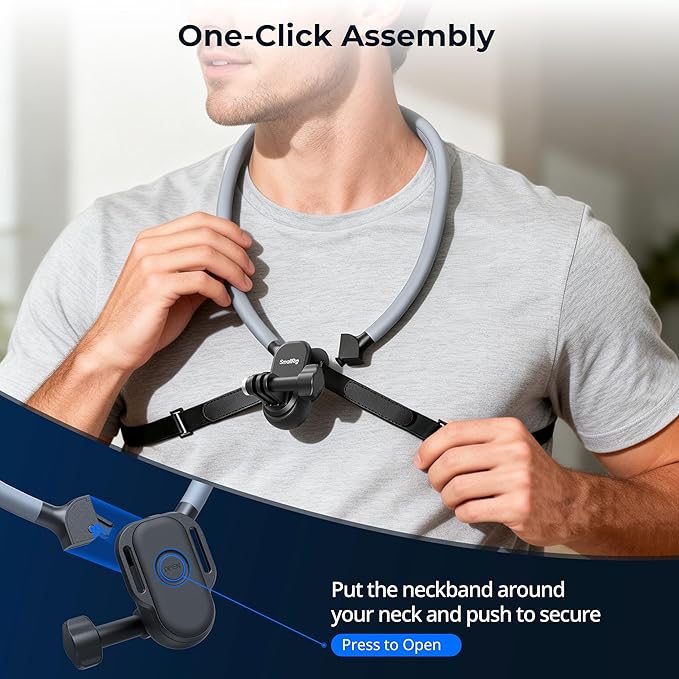 SMALLRIG Neck Mount for Action Camera with Adjustable Chest Strap, 2-Prong Interface Chest Mount for GoPro Hero 13/12/11/10/9, for DJI Osmo 360/Nano/Action 6/5 pro/4/3, for Insta360 Ace Pro 2-5596 - Image 3