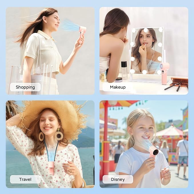 Portable Handheld Turbo Fan丨5 Speed Foldable Hand Fans丨Max 20 Hours Runtime丨Rechargeable Mini Pocket Cooling Fan for Travel, Outdoor Activities, Gifts for Women - Image 7