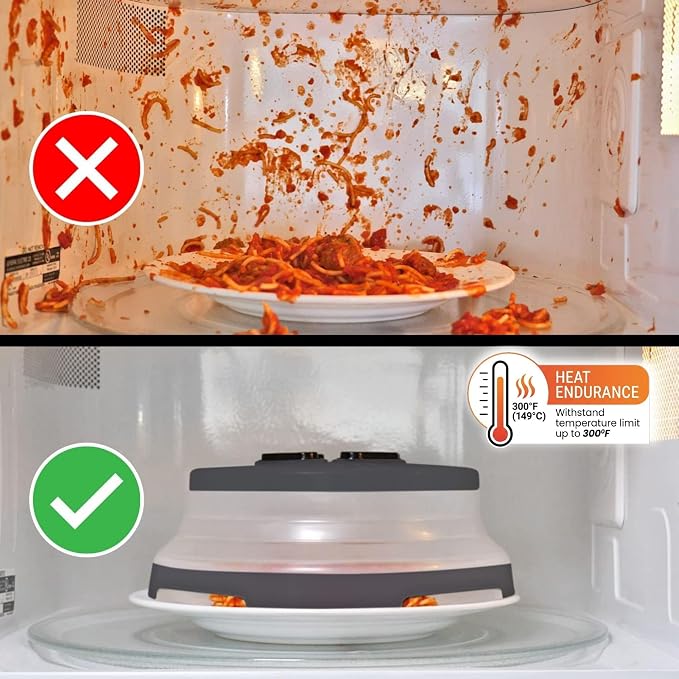 HOVER COVER Magnetic Microwave Splatter Cover - 10" Collapsible - Graphite | BPA-Free Lid, Vented Plate Guard with Steam Vents, Anti-Splash Microwave Lid, Dishwasher Safe, Space-Saving Magnetic Storage - Image 4