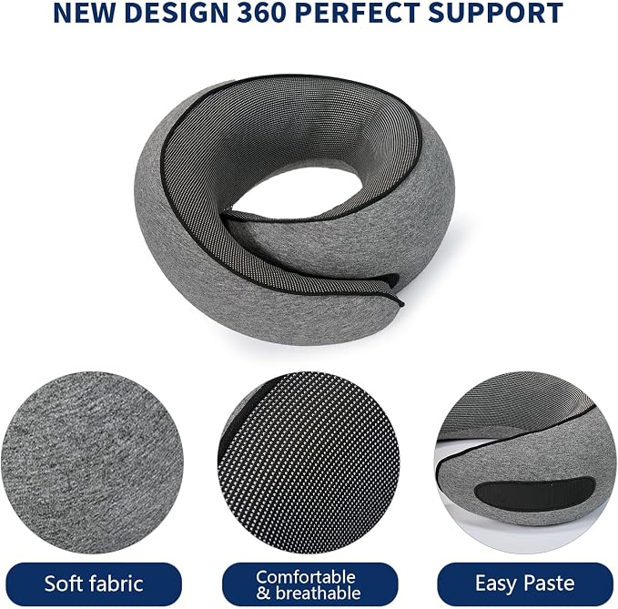 MAX Travel Pillow - High-tech Smart Memory Foam, Breathable Cover Fabric, 360° Ergonomic Support, Easy to Carry in Travel Bag, Ideal Choice for Airplane and Car Travel - Image 2