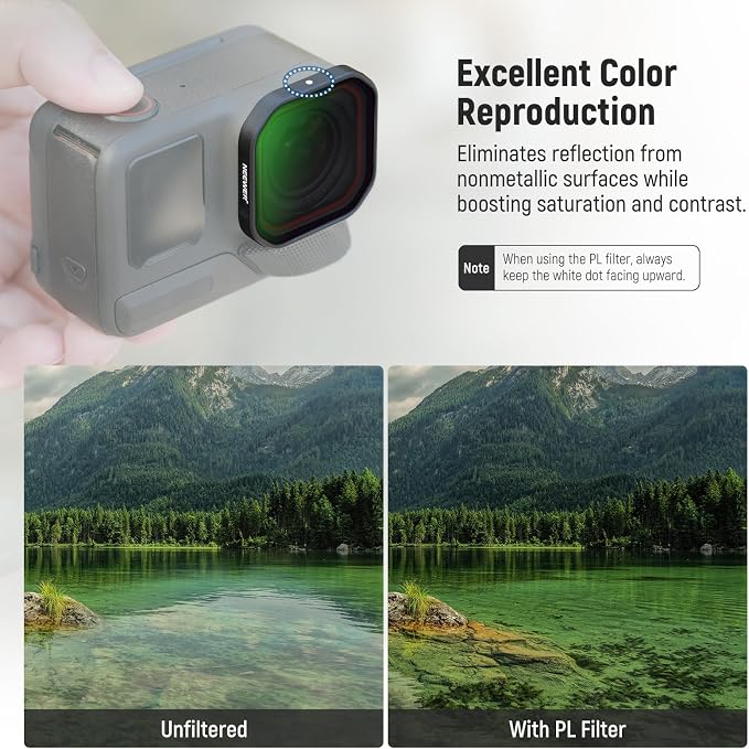 NEEWER 4 Pack ND & Polarizer Filter Set Compatible with Insta360 Ace Pro 2, PL/ND16/ND32/ND64 Action Camera Accessories, NOT Compatible with Updated Version Redesigned Round Octagonal Lens Guard, FL90 - Image 3