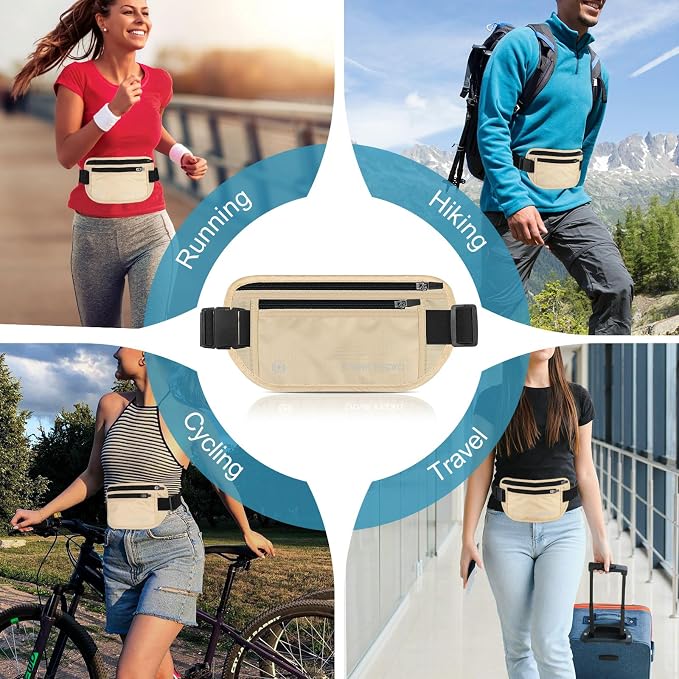 travel inspira RFID Blocking Travel Money Belt with Anti-Thief Zip - Slim Passport Holder and Digital Luggage Scale 110 Pounds, Battery Included - Image 9