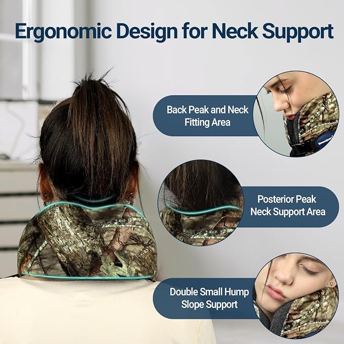 Season Guard Travel Neck Pillow for Airplane Car Flight - Dual-Core Memory Foam Pain Relief Pillows for Sleep - Best Traveling Essential Accessories for Rest - Head Cushion for Women Adult Kids - Image 5