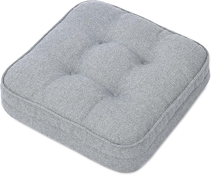 GOFORIT Memory Foam Seat Cushion，Kitchen Chair Cushions for Dining Chairs,Non-Slip Chair Pads with Removable Cover, 16'' x 16'', Grey by Unknown