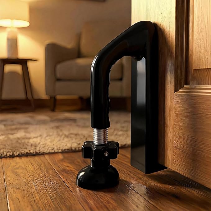 Portable Door Lock Travel Security, Black Anti-Theft Stopper | 202g lightweight, fits inward-swinging doors, tool-free install, aluminum, for hotels, Airbnbs, dorms, apartments - Image 9