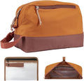 Waterproof Makeup Bag For Women Men,Two-Tone Colorblock Travel Toiletry Bag With Wet Pocket & Removable Transparent Bag, 8L Large Capacity Lightweight Vacation Essentials (Dusk Orange+Dark Brown) by Janhavi