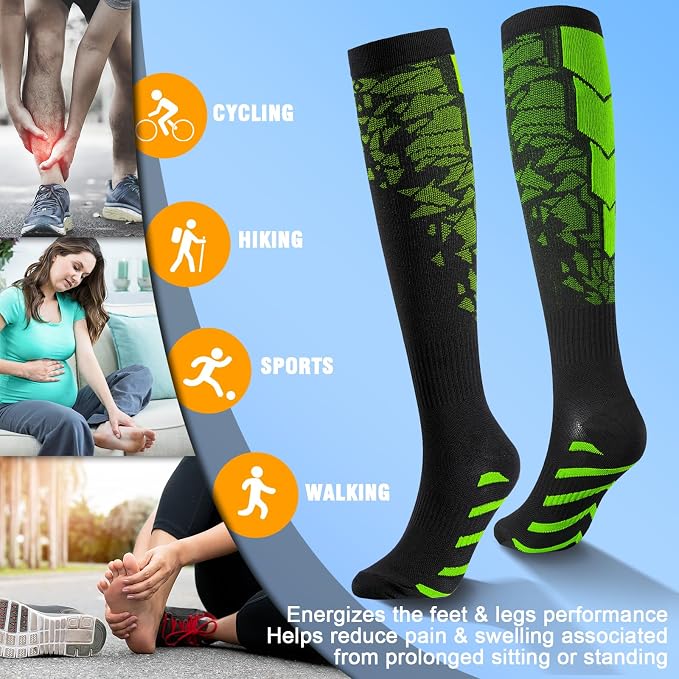 cerpite Compression Socks for Women & Men 6 Pairs Knee High Compression Socks 20-30 mmhg Best for Running,Nurse,Travel - Image 5
