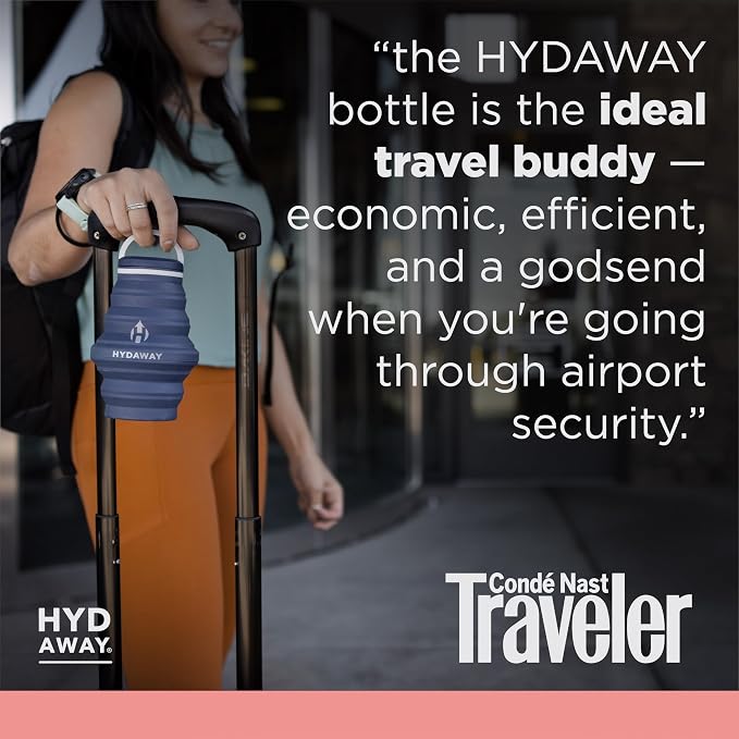 HYDAWAY 17oz Collapsible Water Bottle, Packable Leakproof for Travel | Travel-first design. Fold flat to 1.5 in for carry-ons, purses, seatbacks. Leakproof, BPA-free, dishwasher safe. - Image 6