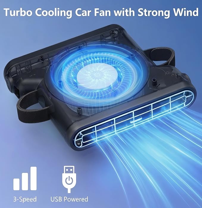 ElfTrip Car Fan with Dual Air Outlets, Wired USB(NON RECHARGEABLE 2 Pack) Car Fan for Backseat for Kids for Driver Passenger, Strong 3 Speeds, Forward/Backward Airflow Fit in Headrest Posts 4.6-6.2in - Image 10