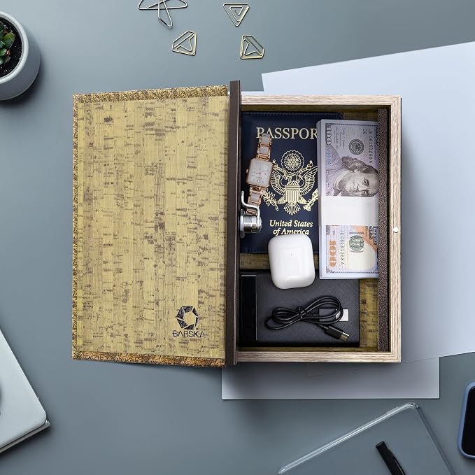 Barska Antique Map Book Safe with Key Lock – Hidden Diversion Lock Box with Magnetic Closure – Concealed Steel Compartment for Cash, Jewelry, Valuables – Home or Office Security Hidden Book Safe - Image 4