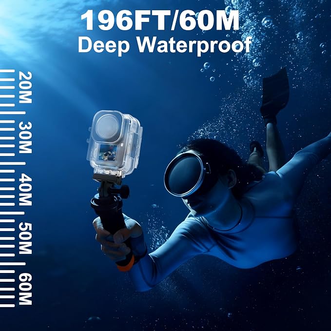 FitStill 196FT/60M Underwater Waterproof Case for DJI OSMO Action 6，60M/196FT Waterproof Protective Case + Three-Color Filter + Buoyancy Handle + Magnetic Quick-Release Base, Action 6 Accessories - Image 2