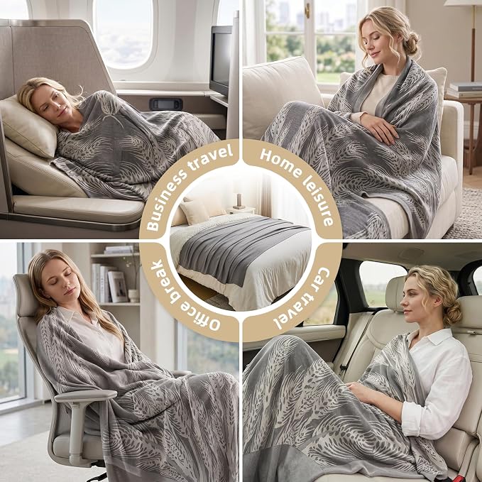 Travel Blanket Airplane - Ultra Soft & Lightweight Knit Design Compact Airplane Blanket,53x72 Inch,Stylish Travel Shawl Wraps for Flights,Office,Home Use,Travel Essentials & Gifts - Image 8