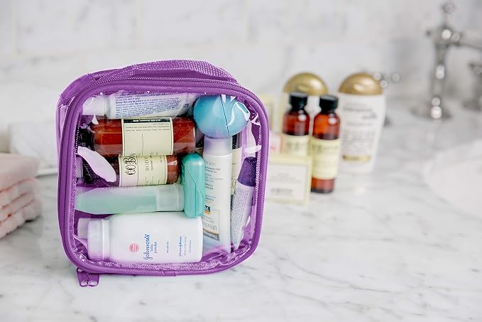 Clear TSA Approved 3-1-1 Travel Toiletry Bag for Carry On/Quart Size Transparent Liquids Pouch for Airport Security/Reusable See Through Vinyl & PVC Plastic Organizer Men Women (Purple) - Image 9