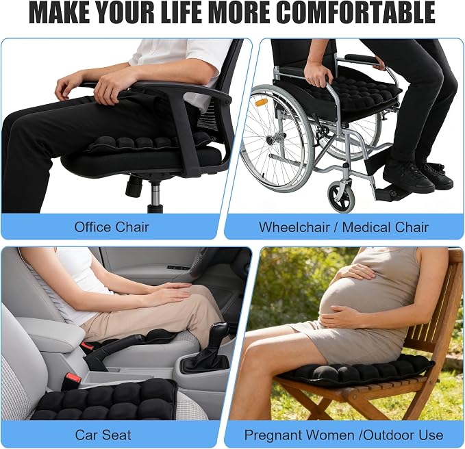 Inflatable Seat Cushion, Travel Cushion for Airplane Without Air Pump | Upgrade Pressure Relief Seat Cushion,Coccyx Tailbone Pain Relief,Cushion for Long Applicable to Various Scenarios - Image 6