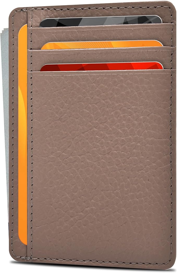 Slim Minimalist RFID Leather Wallet, Front Pocket Card Holder, Nude by OakLeathers