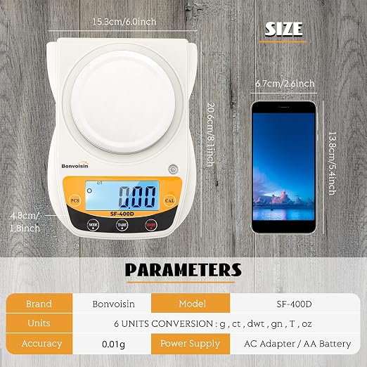 Digital Lab Scale 600g x 0.01g Precision Electronic Scale LCD Display Analytical Balance Jewelry Scale Scientific Scale 0.01g Accuracy - Image 6