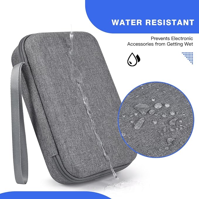 Hard Electronic Organizer Travel Case for MacBook Power Adapter Chargers Cables Power Bank Apple Magic Mouse Apple Pencil USB Flash Disk SD Card Hard Drive Waterproof Shockproof Carrying Case, Grey - Image 2
