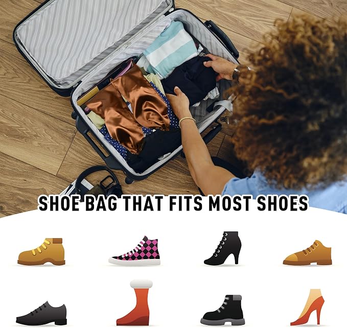 GONGKANGYUAN 20 Pack Satin Shoe Bags for Travel, Drawstring Shoe Storage Bags for Men and Women, Dustproof Moisture-Proof Shoe Pouches for Packing & Organizing Shoes - Image 6
