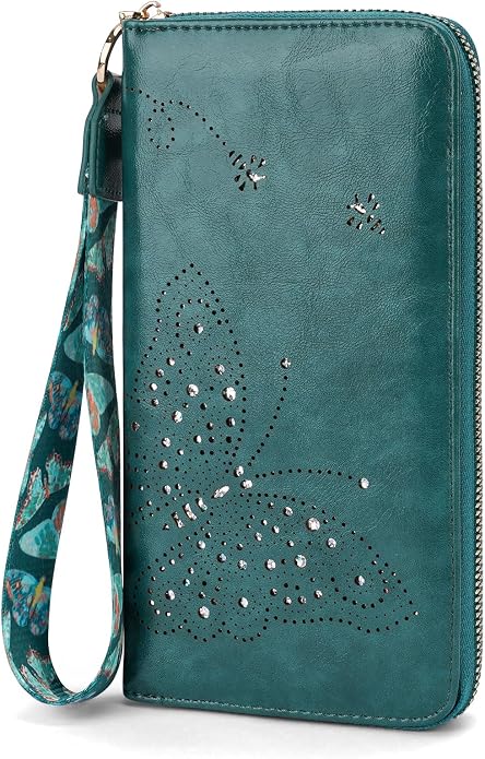 KITEVIUN RFID Wallet Women, Large Capacity Butterfly Cell Phone Clutch Purses Ladies Wristlet Wallets for Women by KITEVIUN