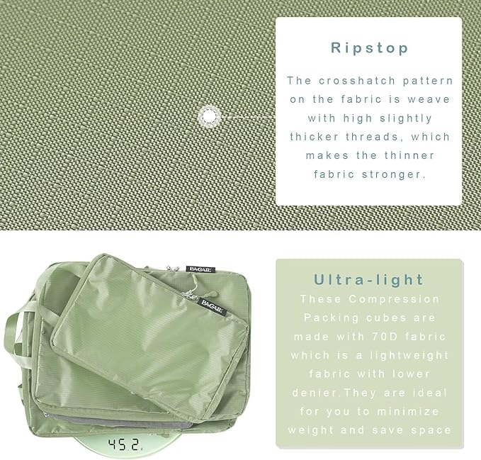 BAGAIL 6 Set Ultralight Compression Packing Cubes Packing Organizer for Travel Accessories Luggage Suitcase Backpack - Image 4