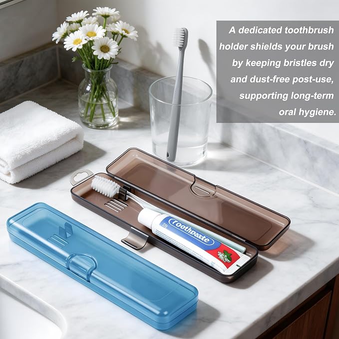 Travel Toothbrush Holder (10-Pack, Gray,Blue) | Portable Travel Toothbrush Case Carries Toothbrushes and Toothpaste, Suitable for Travel, Home, And School - Image 2
